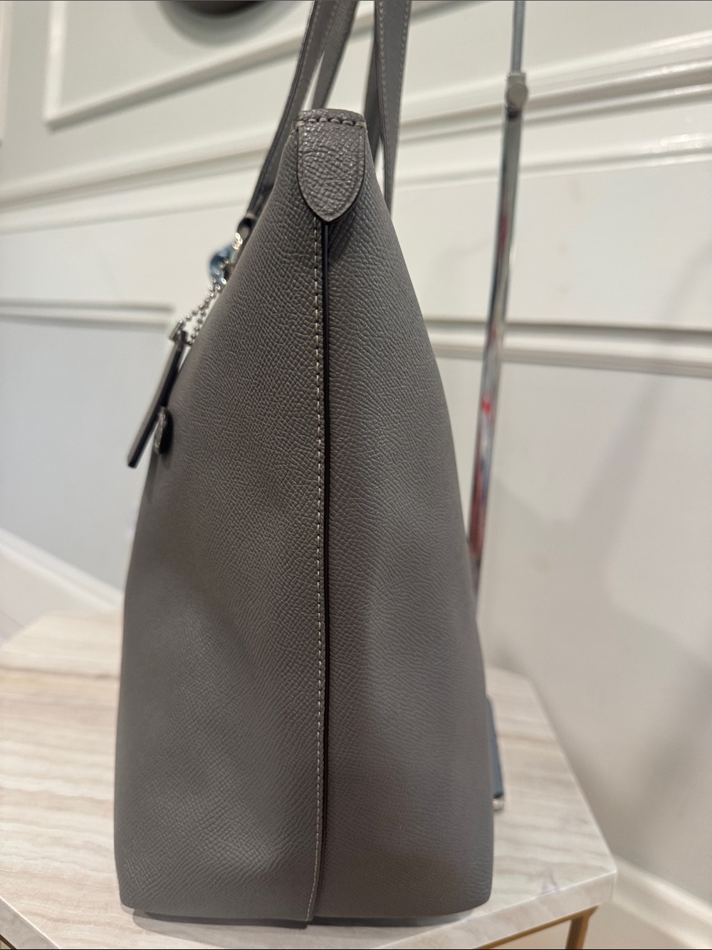 Coach Bag Gallery Grey Leather Tote with Scarf - Picture 5 of 17